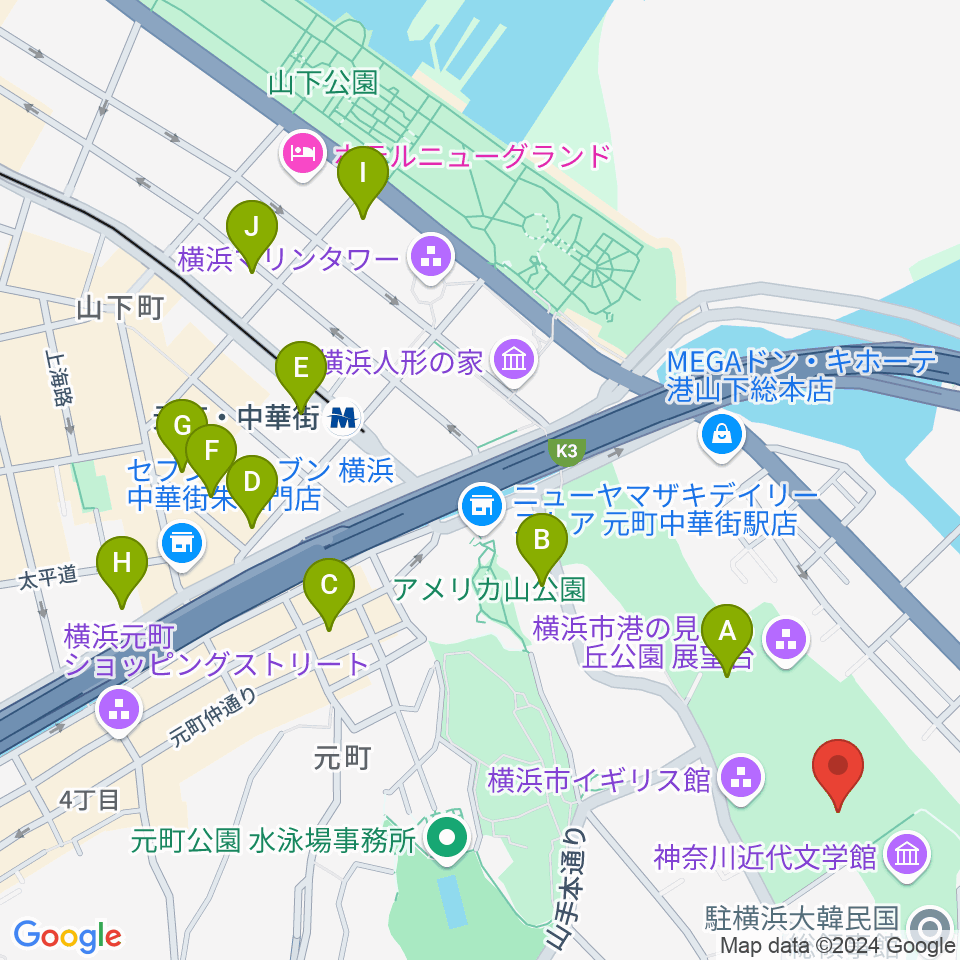 大佛次郎記念館周辺のホテル一覧地図