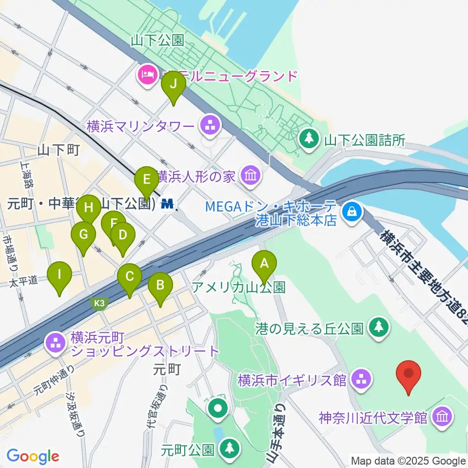 大佛次郎記念館周辺のホテル一覧地図