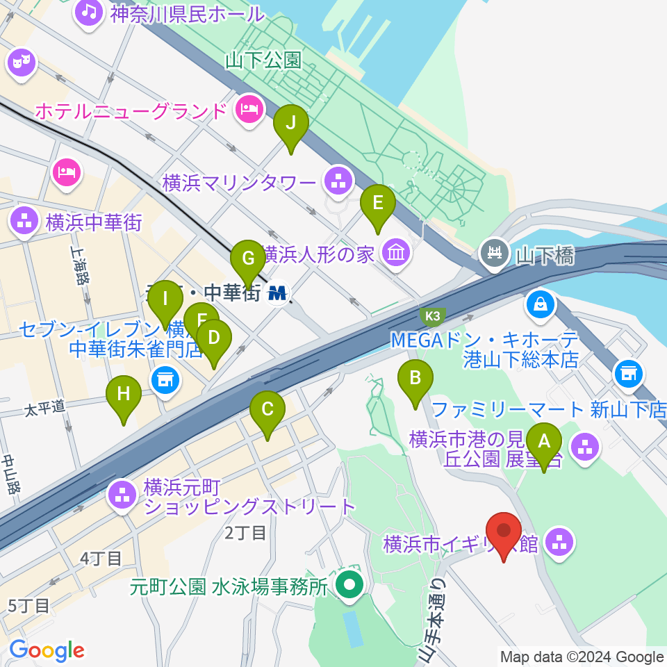 岩崎博物館 ゲーテ座記念周辺のホテル一覧地図