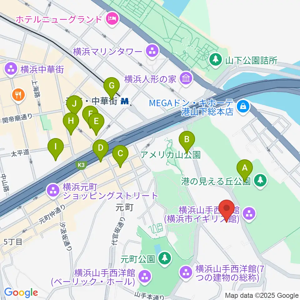 岩崎博物館 ゲーテ座記念周辺のホテル一覧地図