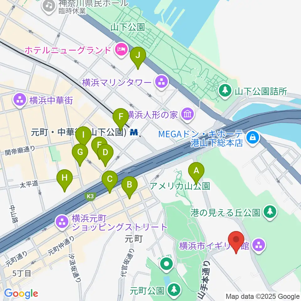 岩崎博物館 ゲーテ座記念周辺のホテル一覧地図