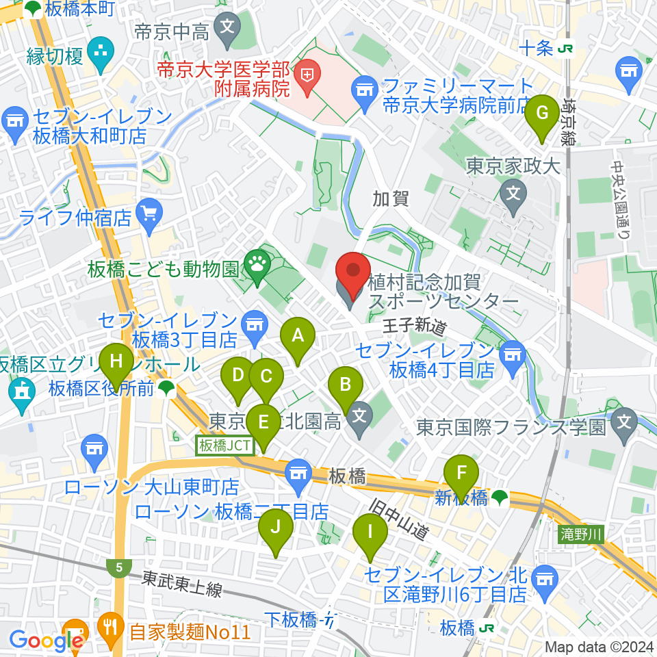 板橋区立植村記念加賀スポーツセンター周辺のホテル一覧地図
