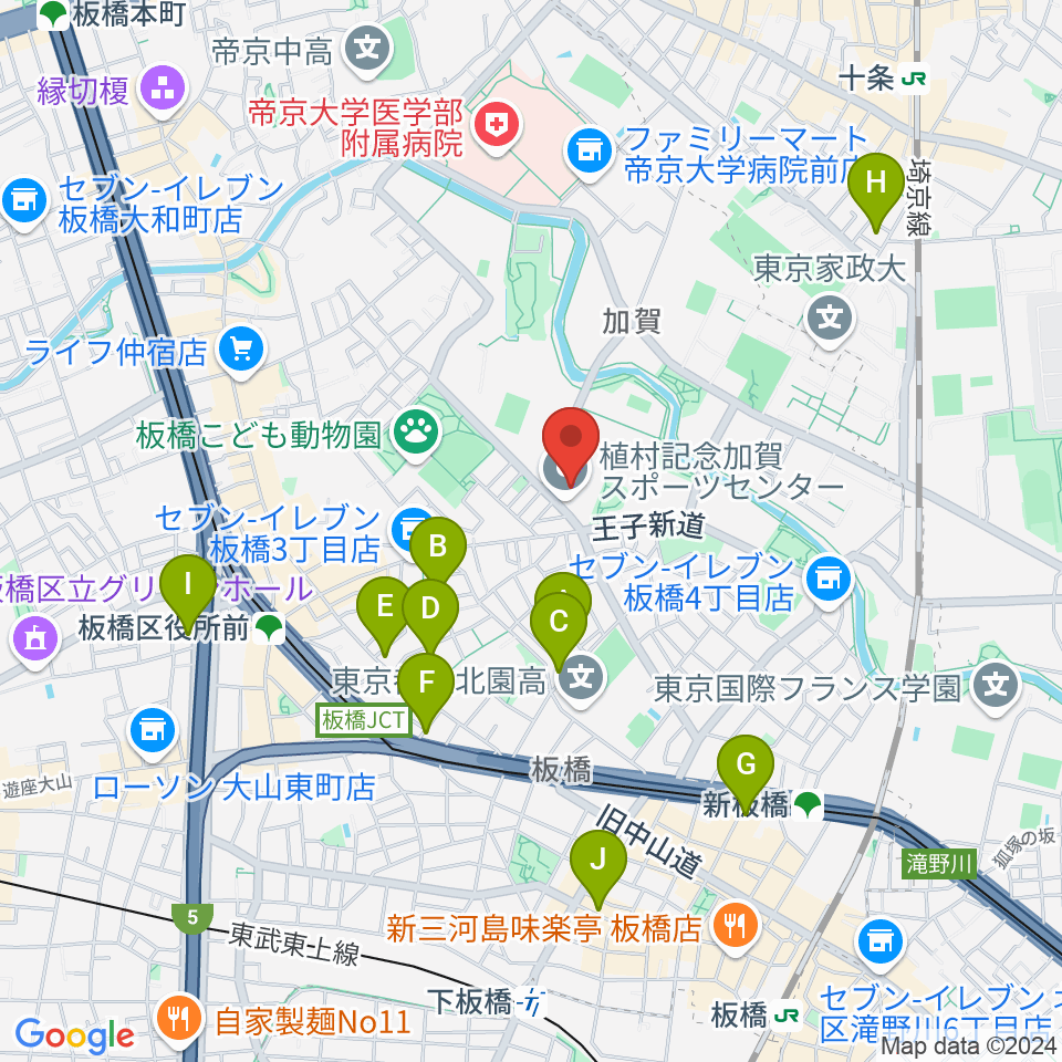 板橋区立植村記念加賀スポーツセンター周辺のホテル一覧地図