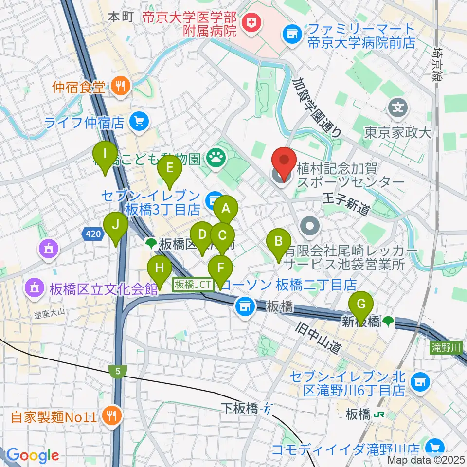板橋区立植村記念加賀スポーツセンター周辺のホテル一覧地図
