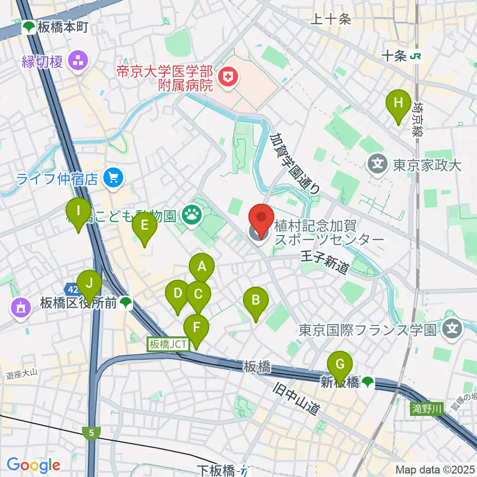 板橋区立植村記念加賀スポーツセンター周辺のホテル一覧地図