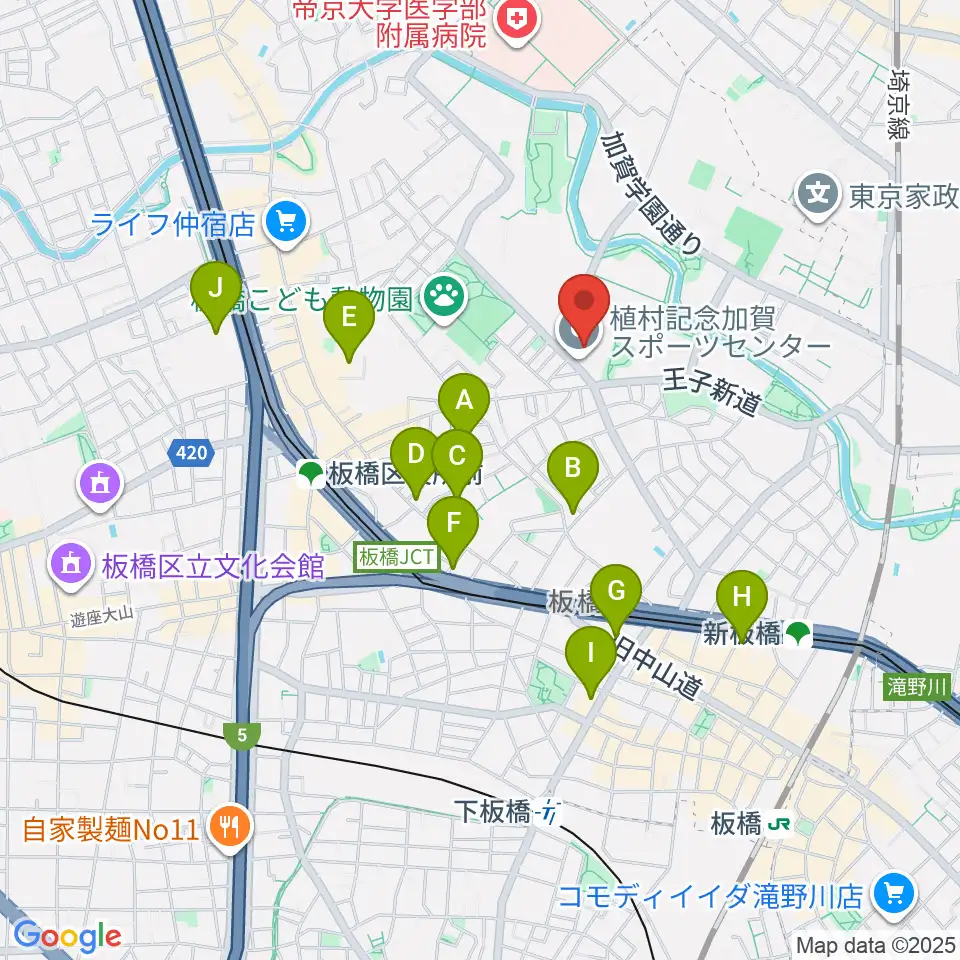 板橋区立植村記念加賀スポーツセンター周辺のホテル一覧地図