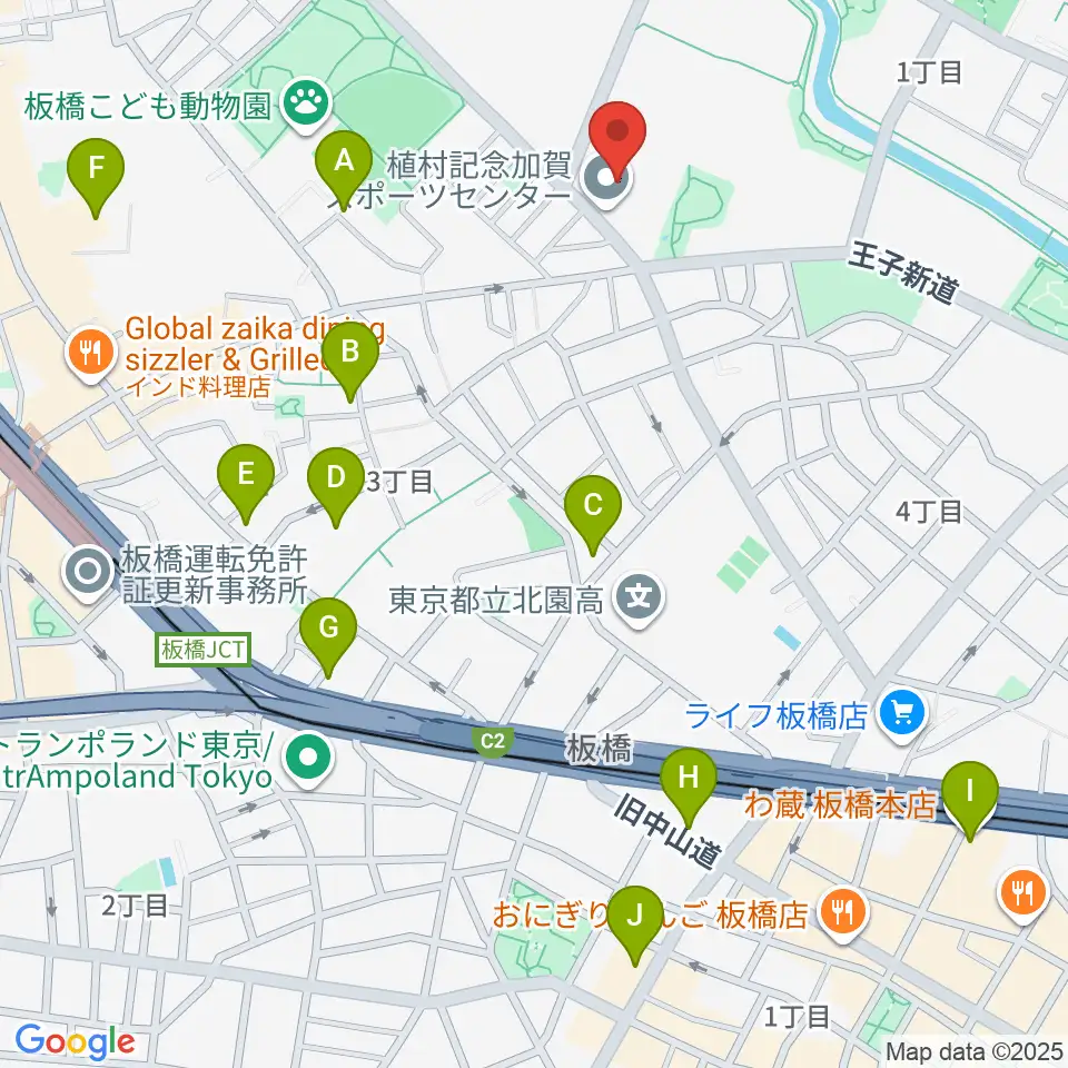 板橋区立植村記念加賀スポーツセンター周辺のホテル一覧地図