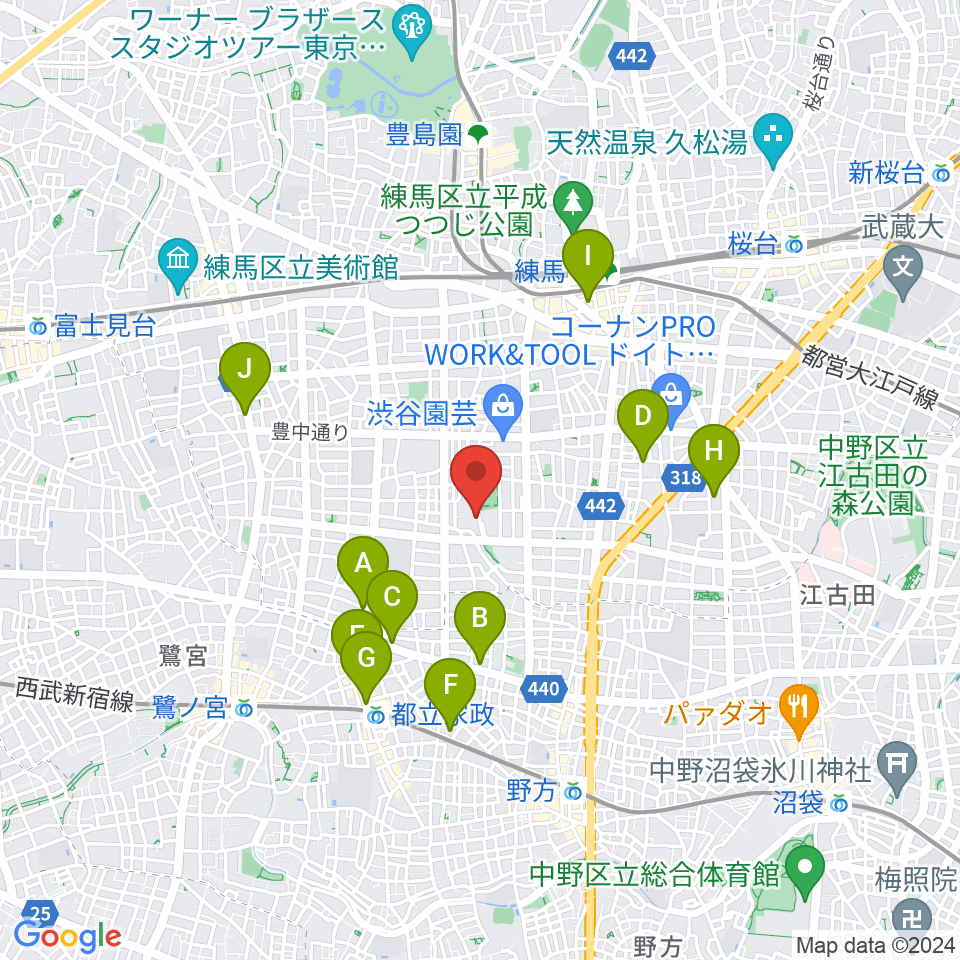 練馬区立中村南スポーツ交流センター周辺のホテル一覧地図