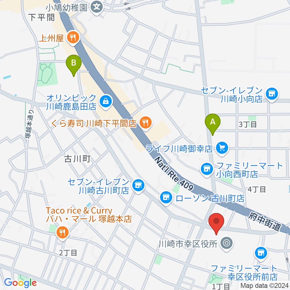 川崎市幸スポーツセンター周辺のホテル一覧地図