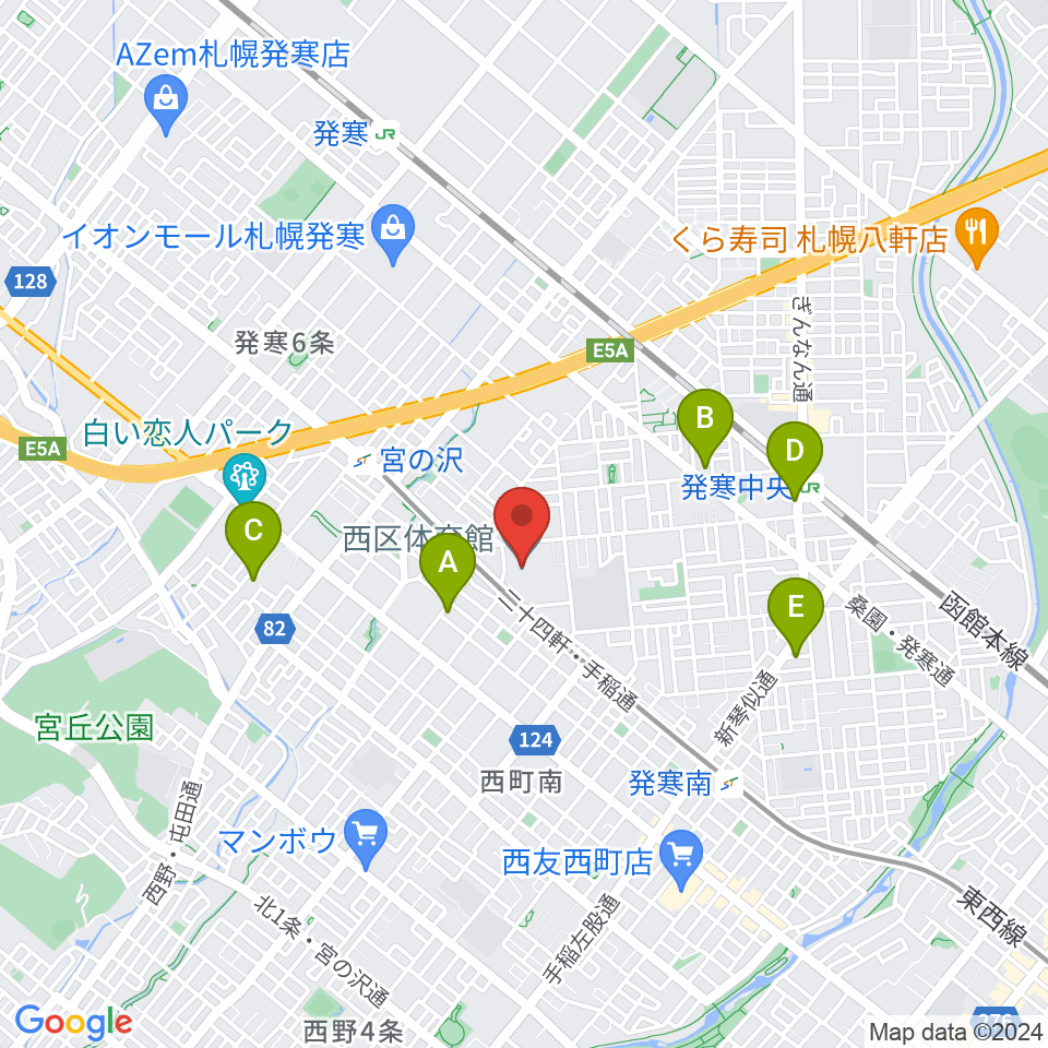 札幌市西区体育館・温水プール周辺のホテル一覧地図