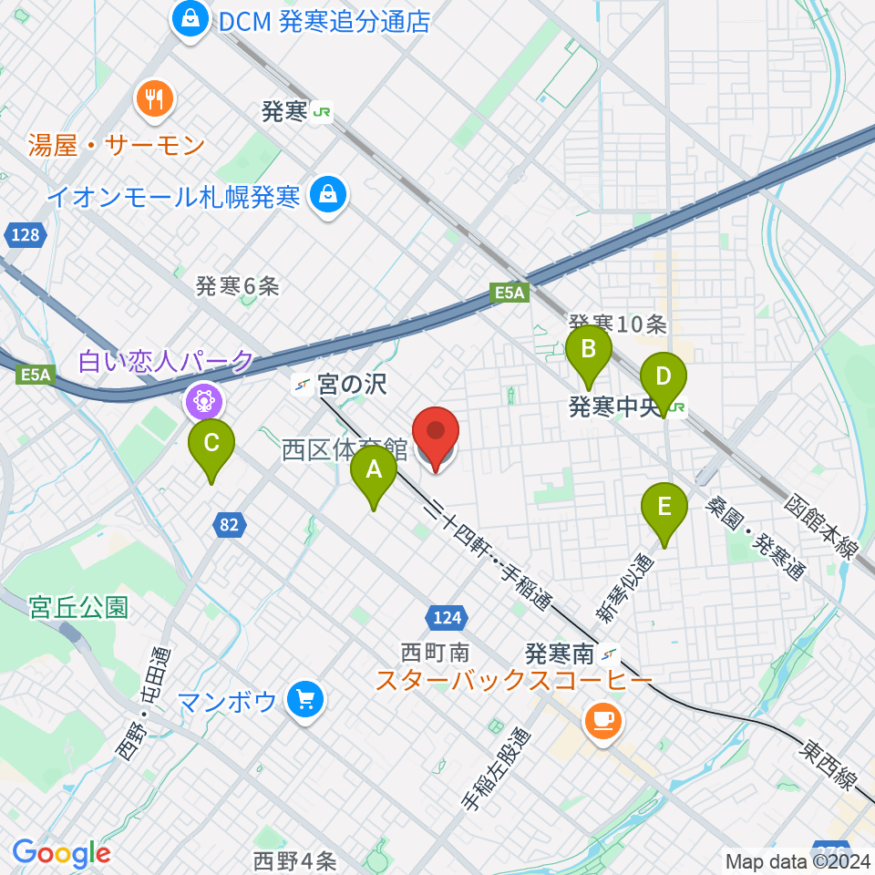 札幌市西区体育館・温水プール周辺のホテル一覧地図