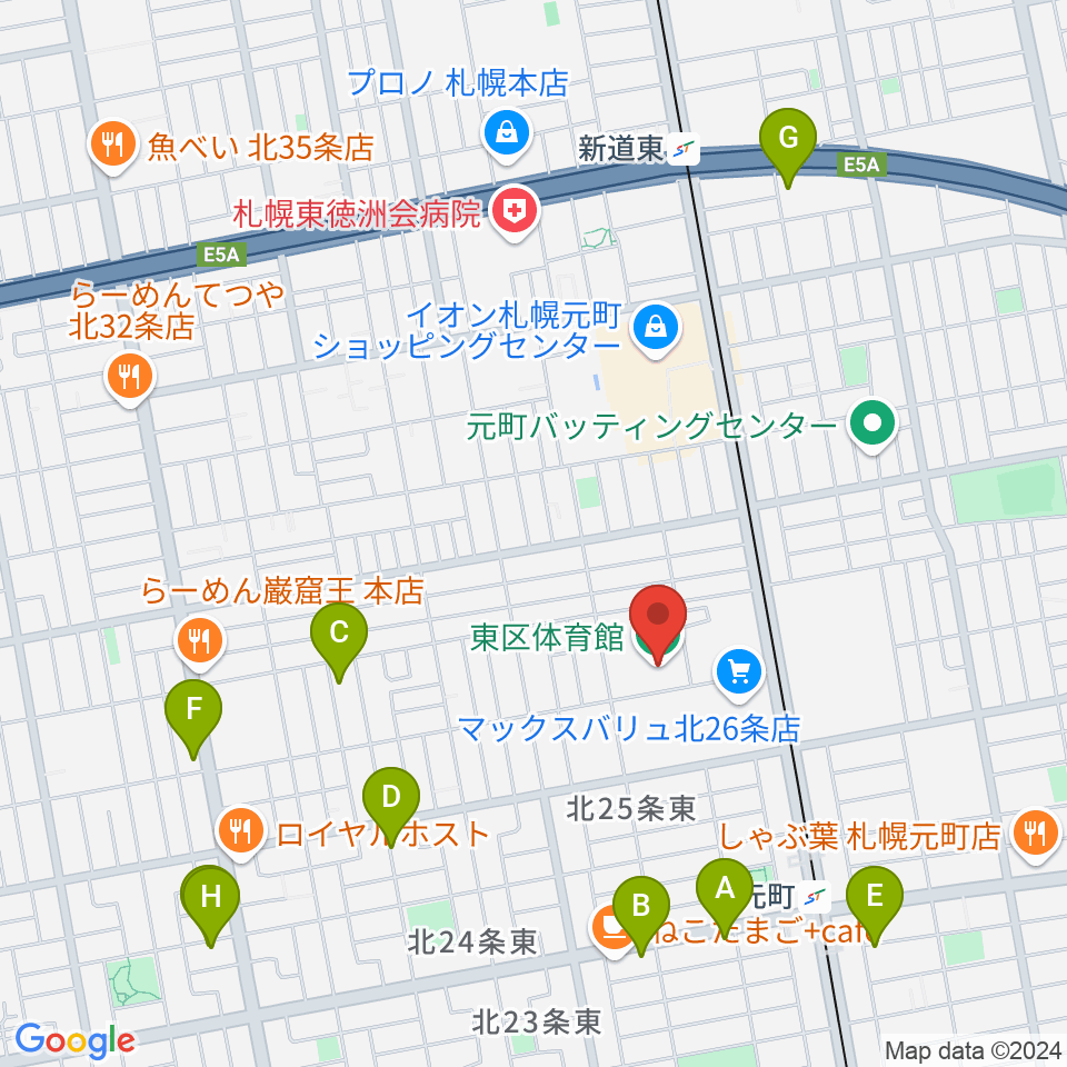 札幌市東区体育館周辺のホテル一覧地図