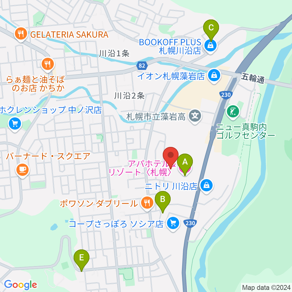 札幌市南区体育館周辺のホテル一覧地図