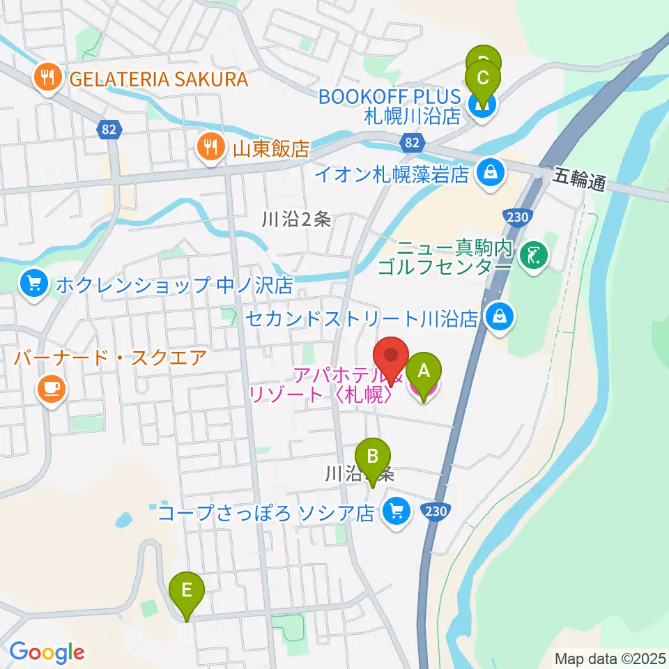 札幌市南区体育館周辺のホテル一覧地図