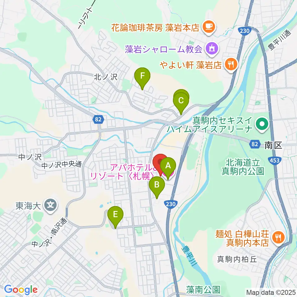 札幌市南区体育館周辺のホテル一覧地図