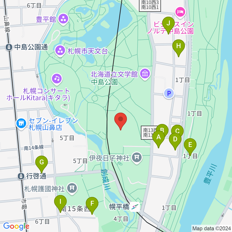 札幌市中島体育センター周辺のホテル一覧地図