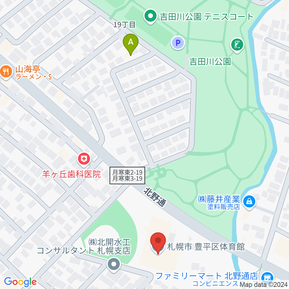 札幌市豊平区体育館周辺のホテル一覧地図