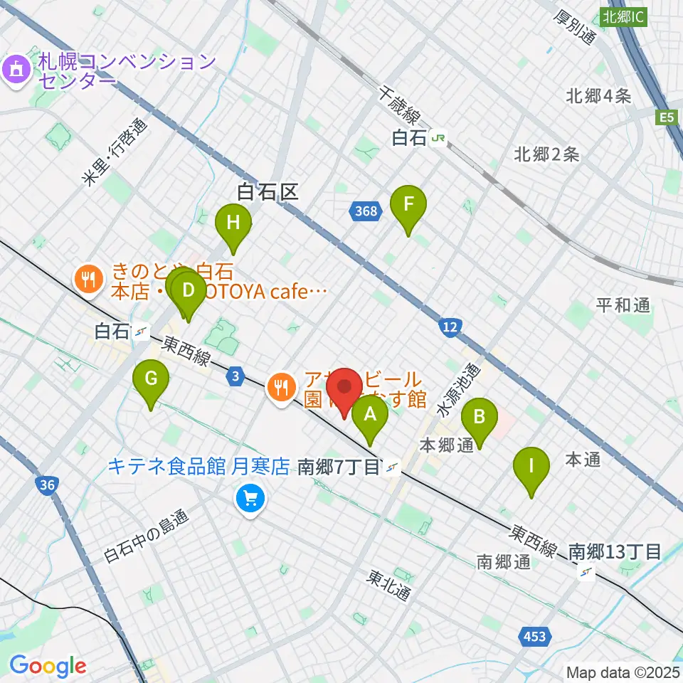 札幌市白石区体育館周辺のホテル一覧地図