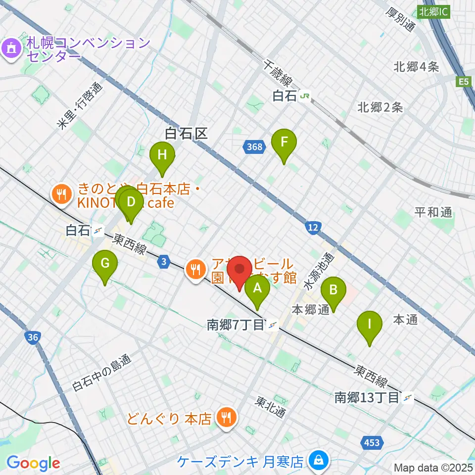 札幌市白石区体育館周辺のホテル一覧地図