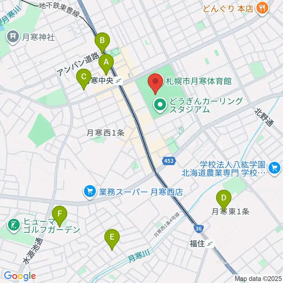 札幌市月寒体育館周辺のホテル一覧地図