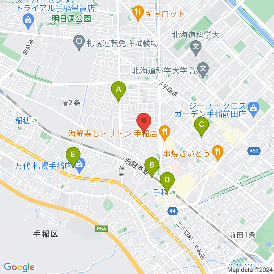 札幌市手稲区体育館周辺のホテル一覧地図