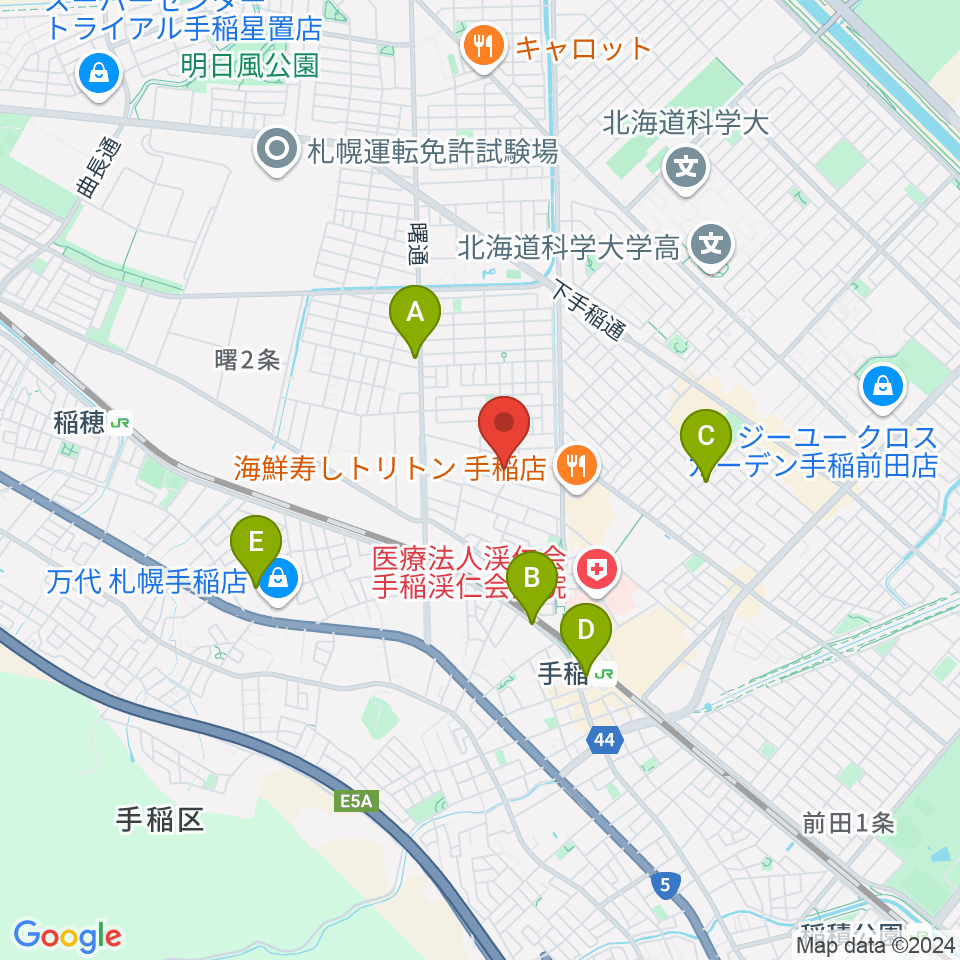 札幌市手稲区体育館周辺のホテル一覧地図