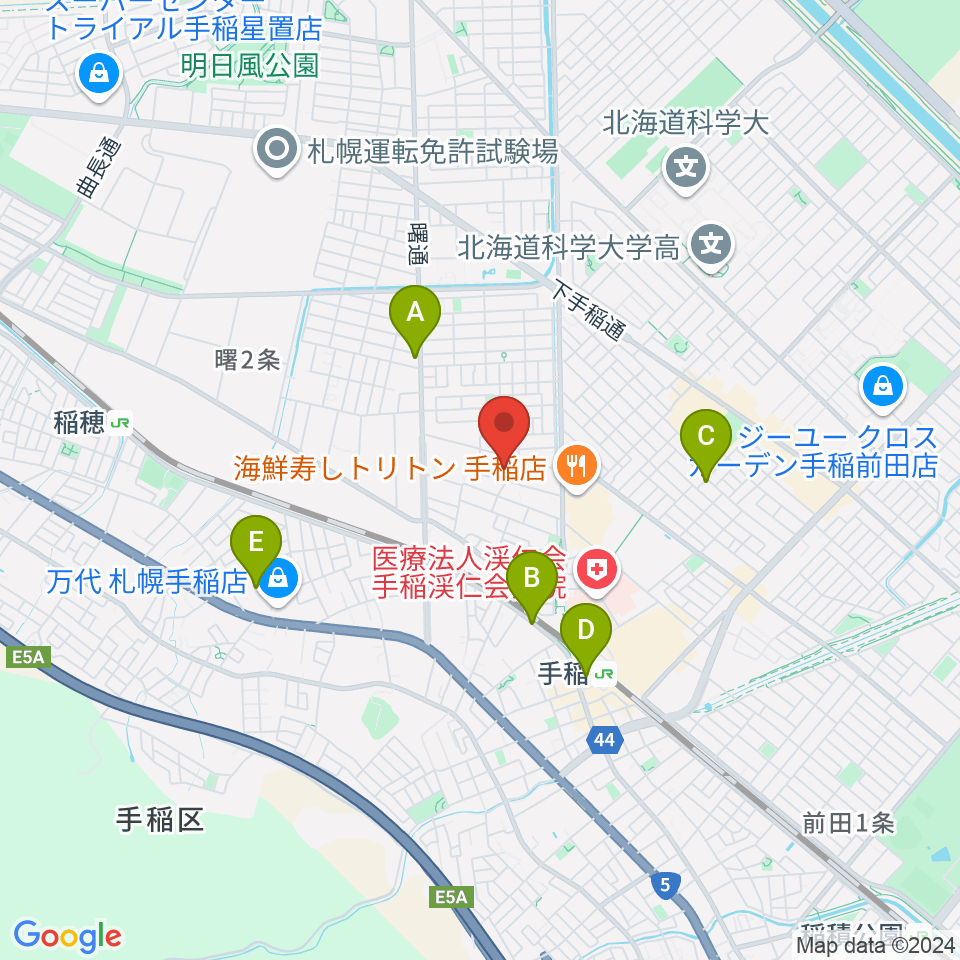 札幌市手稲区体育館周辺のホテル一覧地図