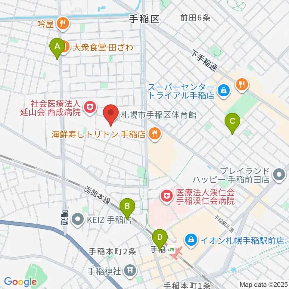 札幌市手稲区体育館周辺のホテル一覧地図