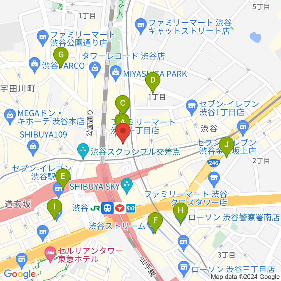 Bunkamuraル・シネマ渋谷宮下周辺のホテル一覧地図