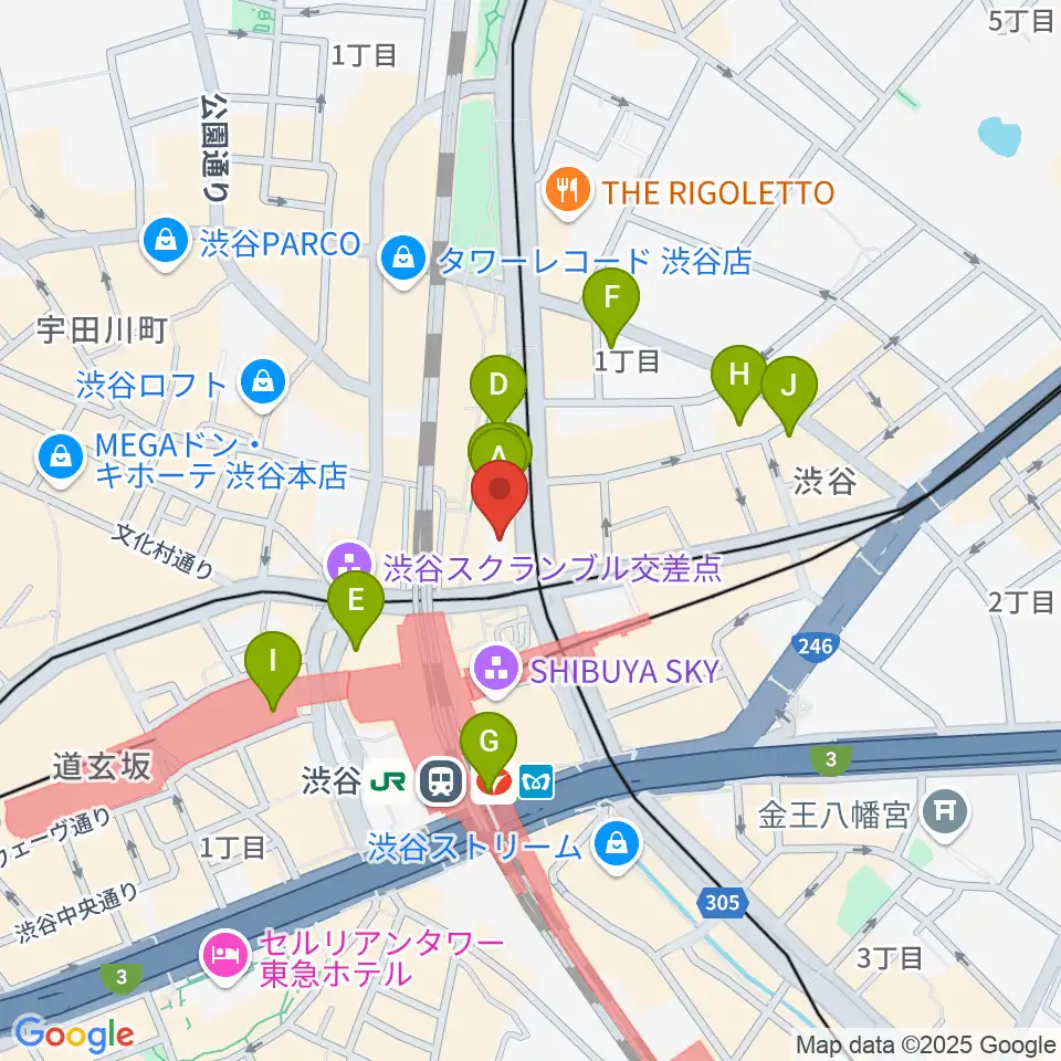 Bunkamuraル・シネマ渋谷宮下周辺のホテル一覧地図