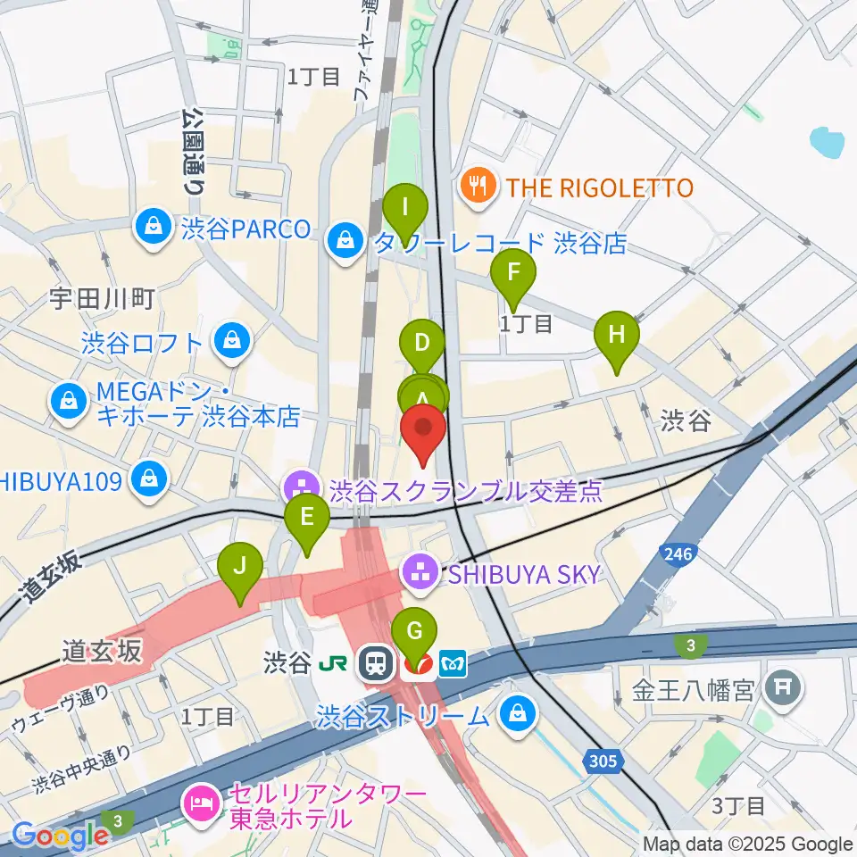 Bunkamuraル・シネマ渋谷宮下周辺のホテル一覧地図