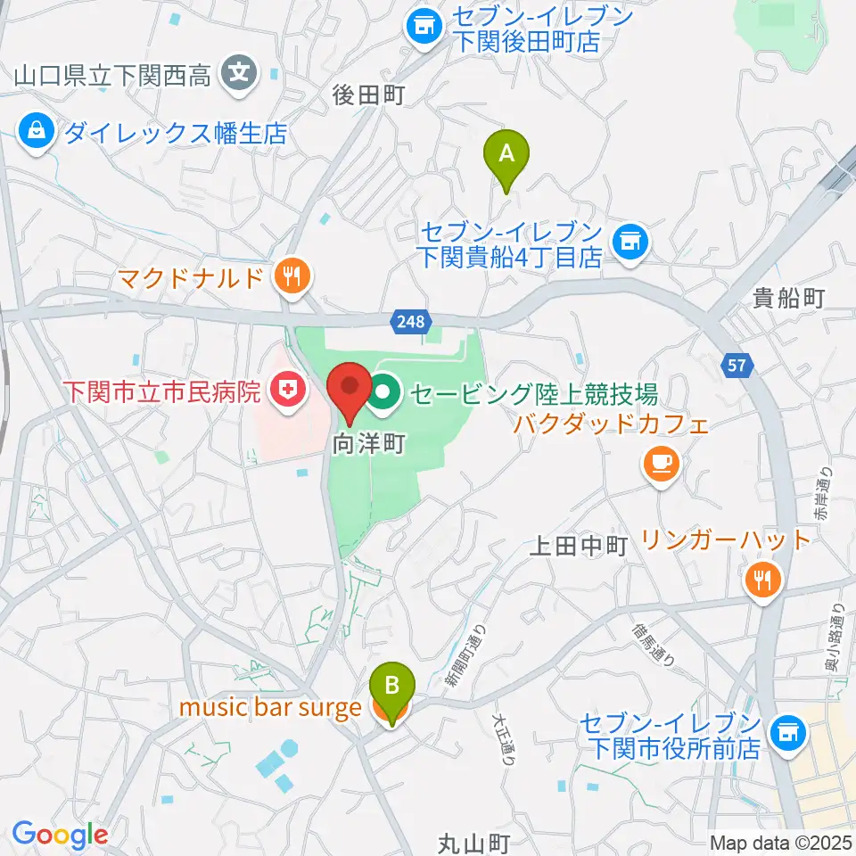 J:COMアリーナ下関周辺のホテル一覧地図