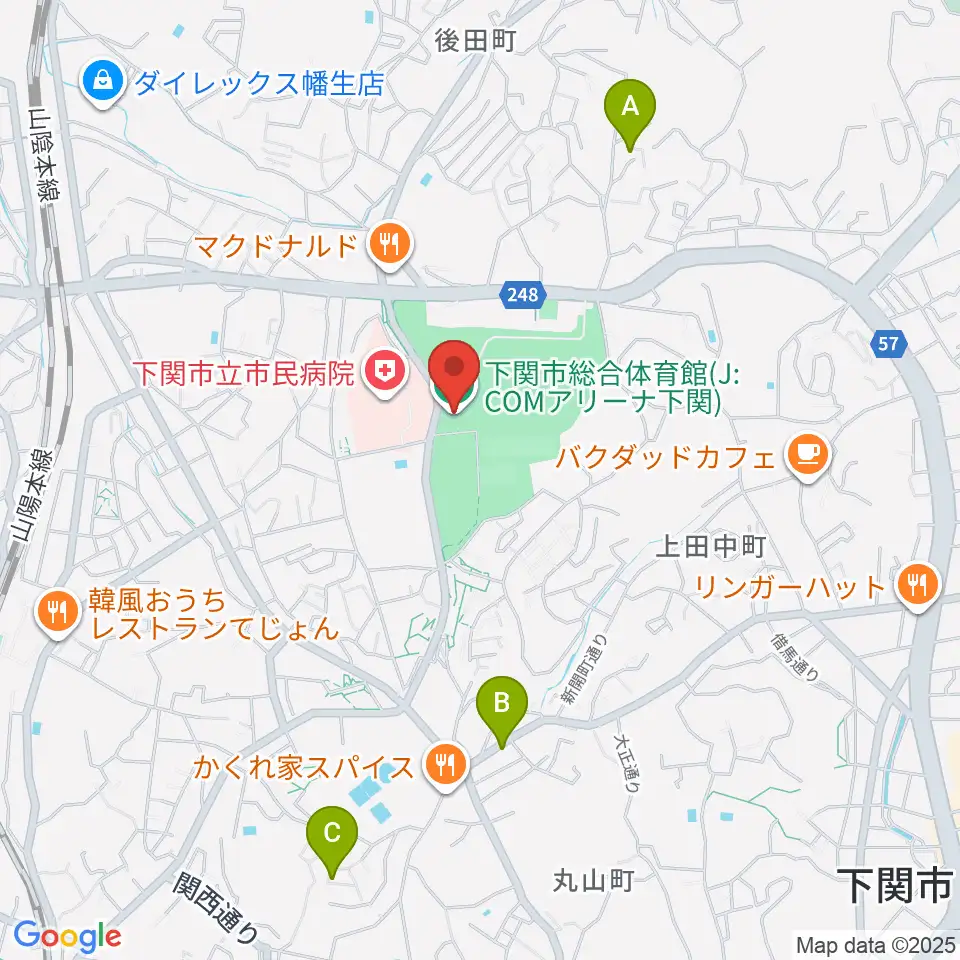 J:COMアリーナ下関周辺のホテル一覧地図
