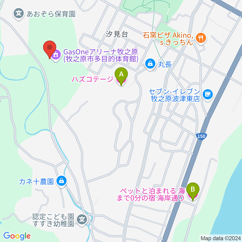 GasOneアリーナ牧之原周辺のホテル一覧地図