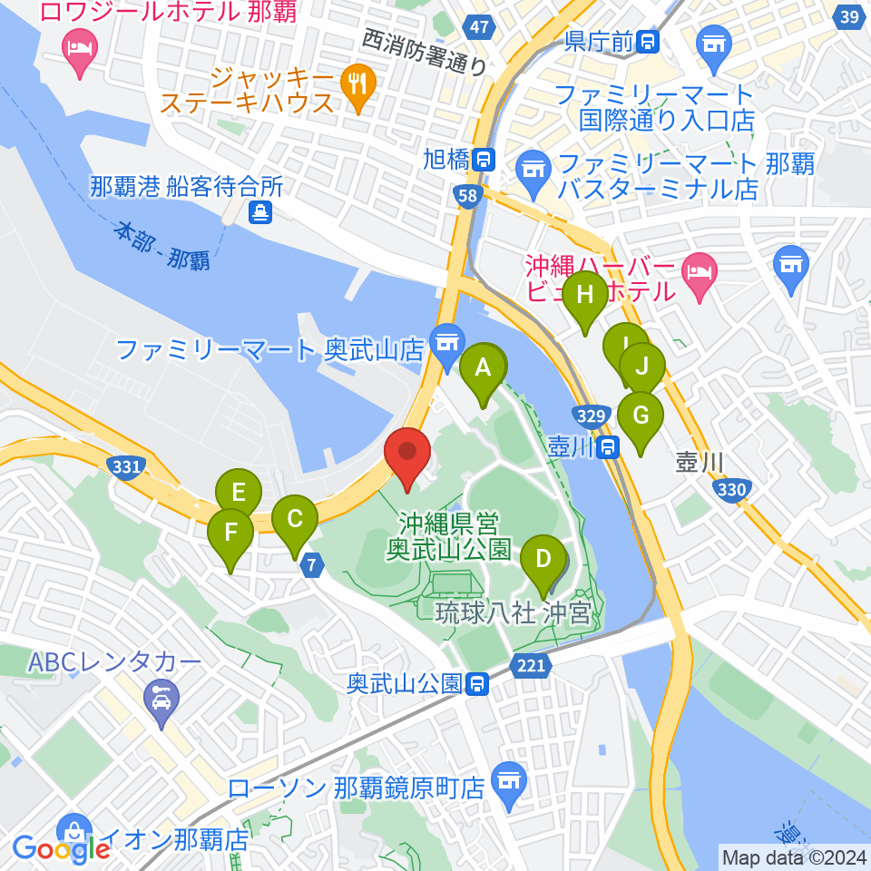 沖縄県立武道館周辺のホテル一覧地図