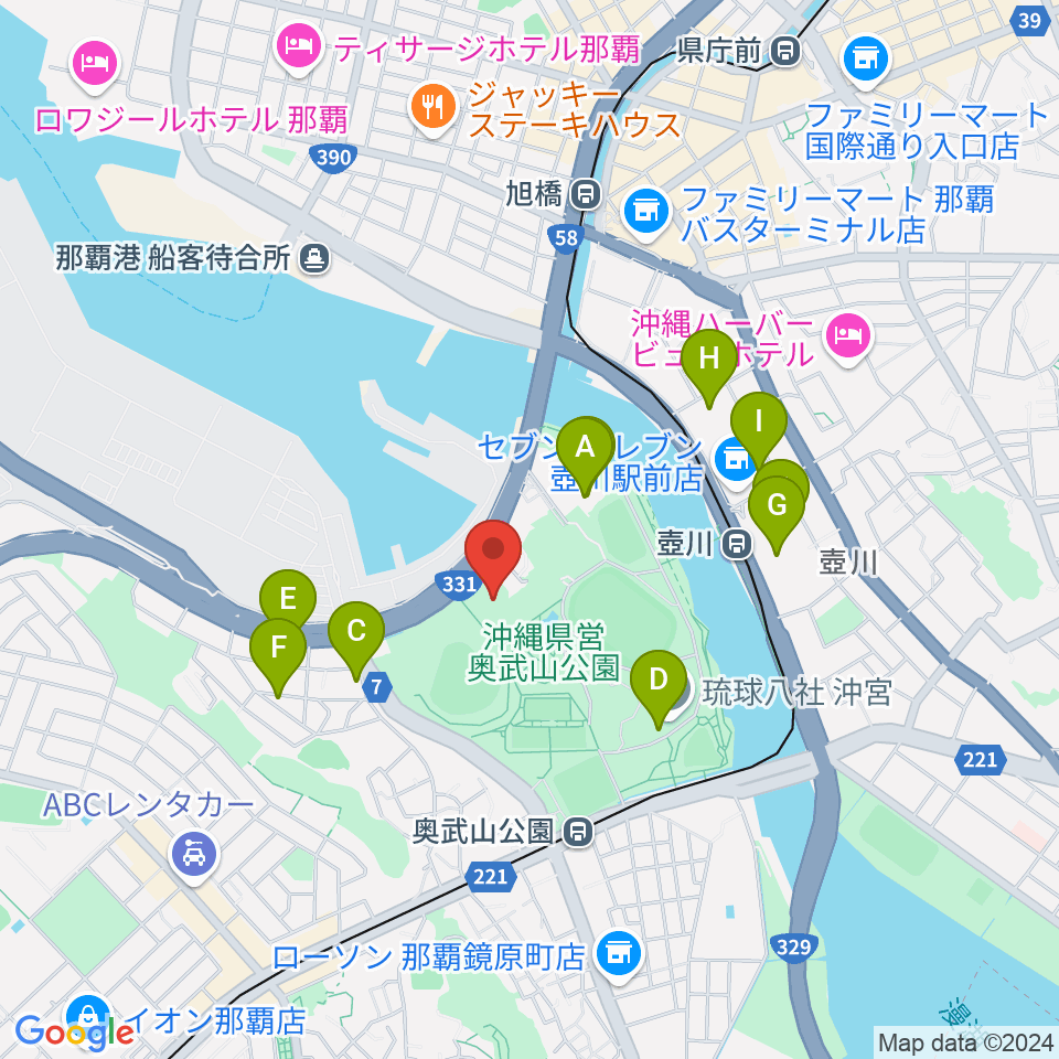 沖縄県立武道館周辺のホテル一覧地図