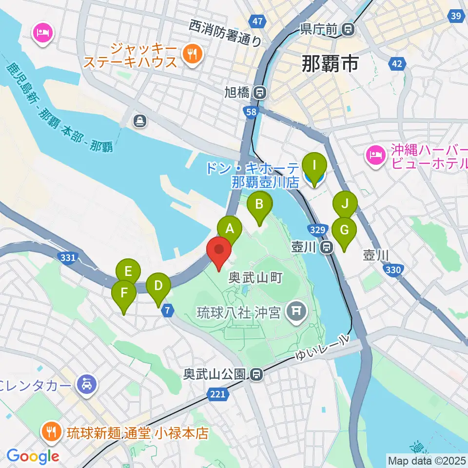 沖縄県立武道館周辺のホテル一覧地図
