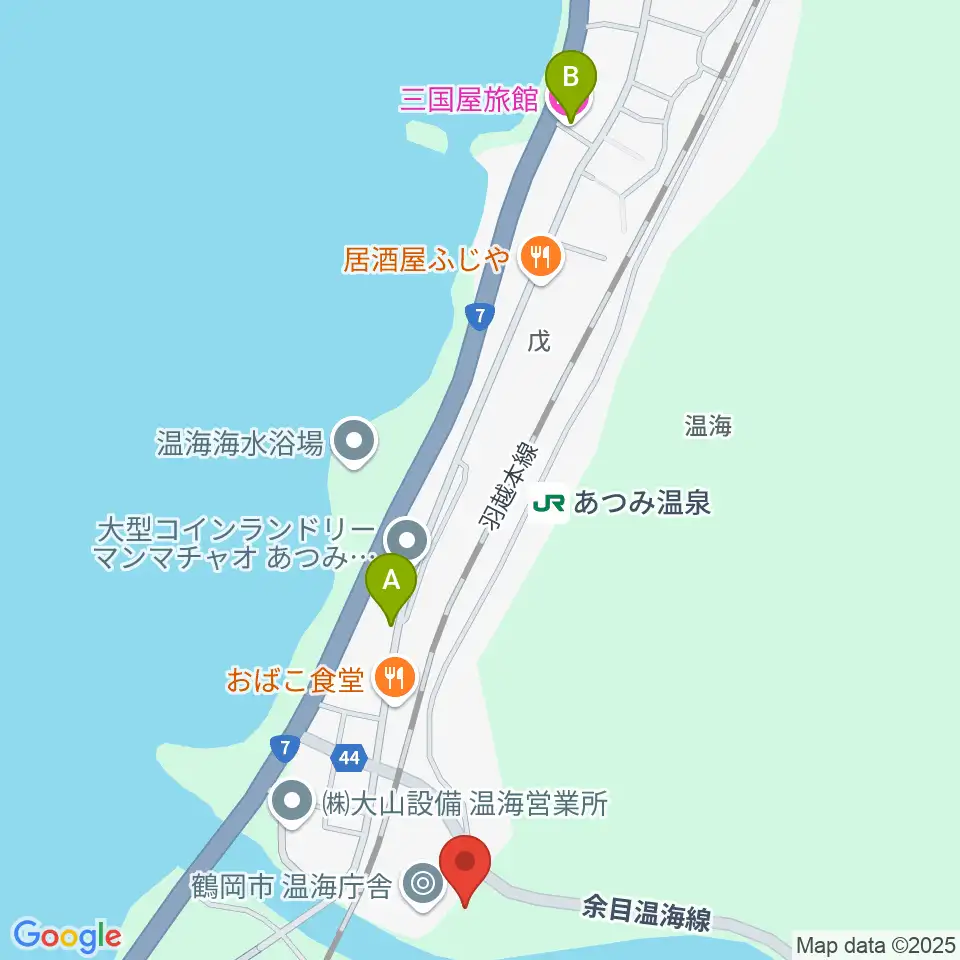 鶴岡市温海ふれあいセンター周辺のホテル一覧地図