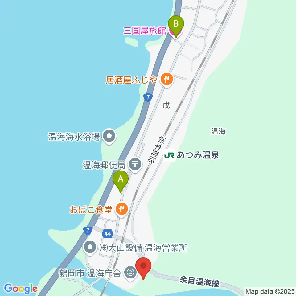 鶴岡市温海ふれあいセンター周辺のホテル一覧地図