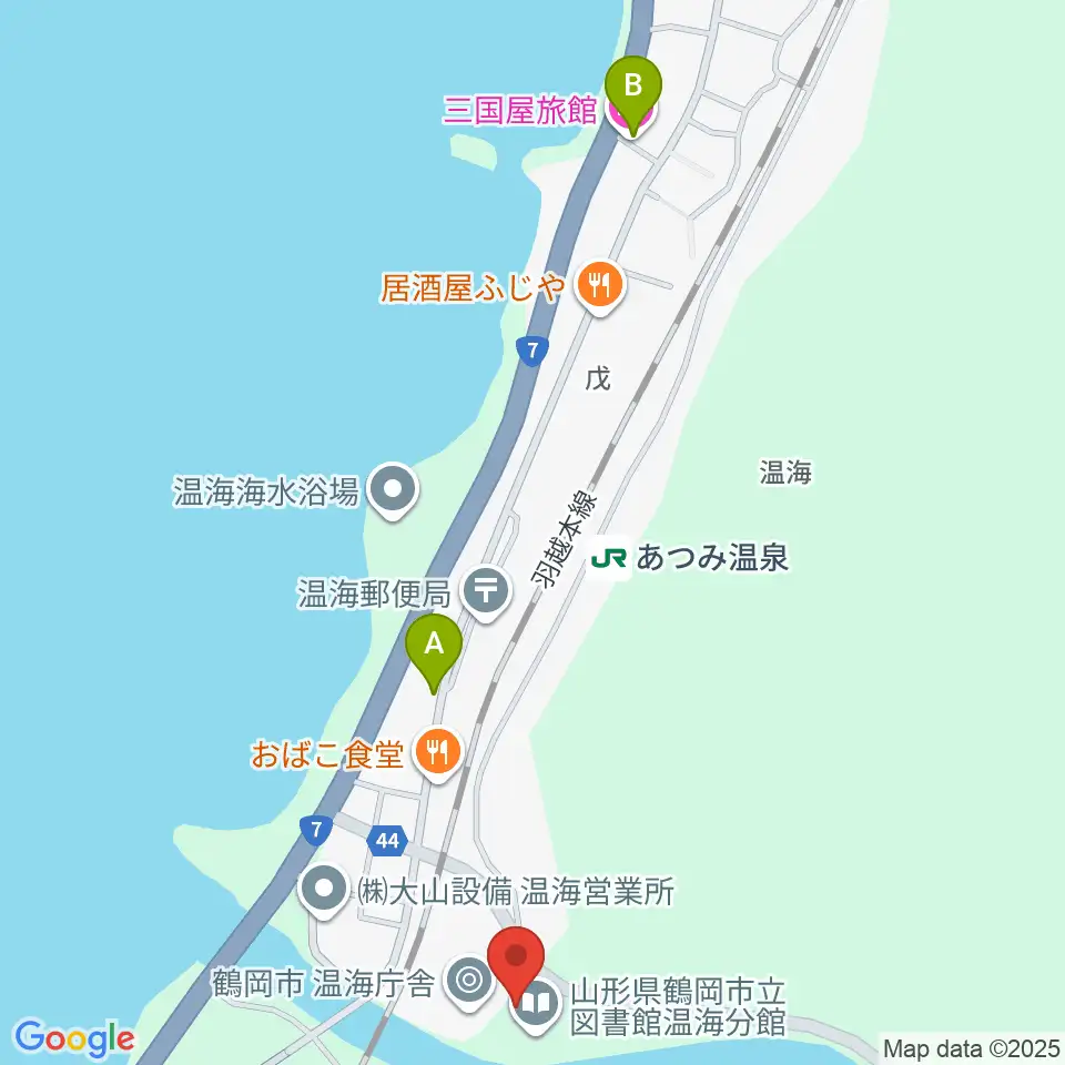 鶴岡市温海ふれあいセンター周辺のホテル一覧地図
