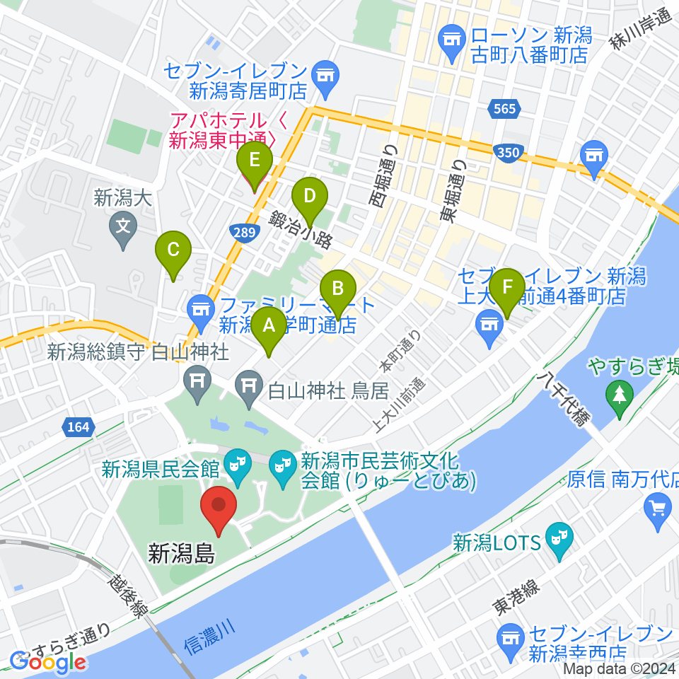 新潟市体育館周辺のホテル一覧地図