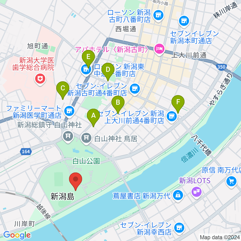 新潟市体育館周辺のホテル一覧地図