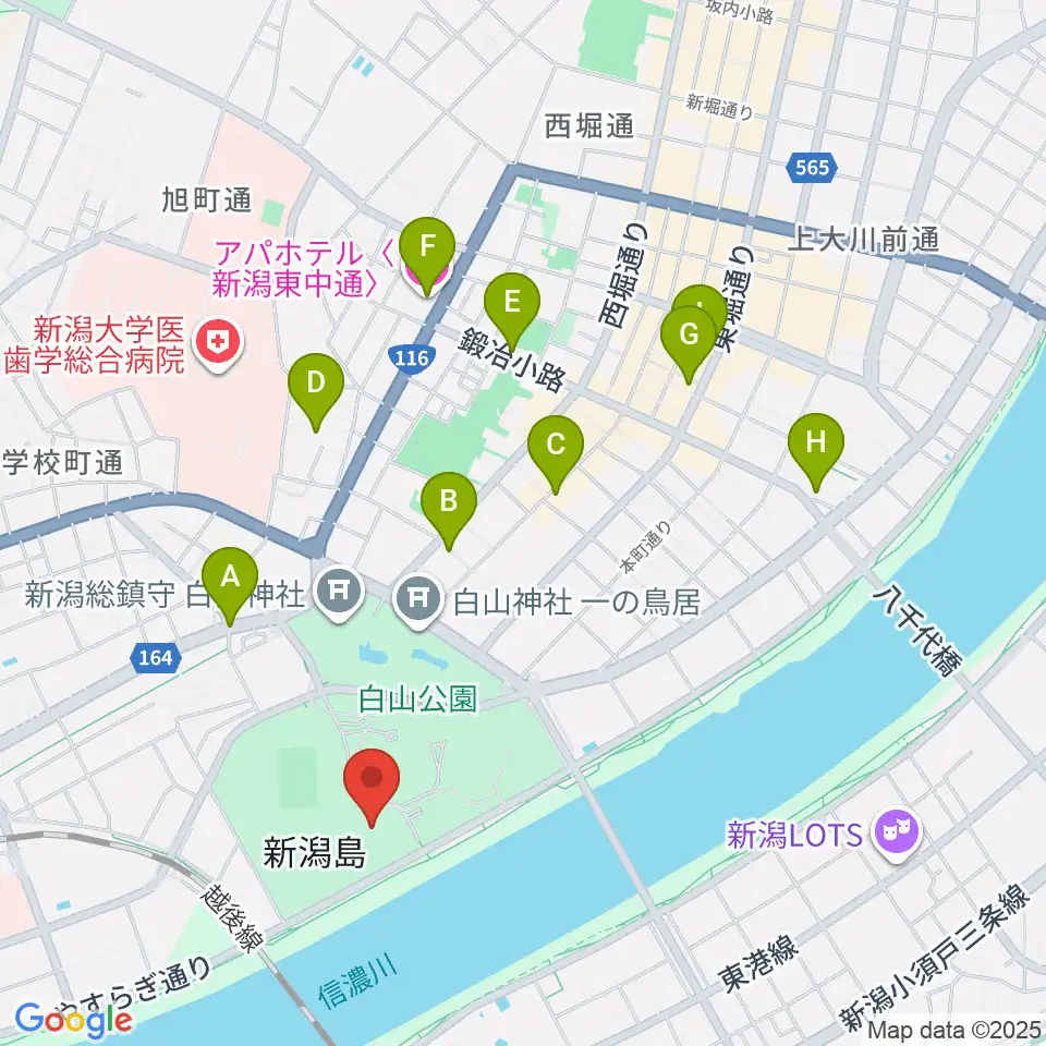 新潟市体育館周辺のホテル一覧地図