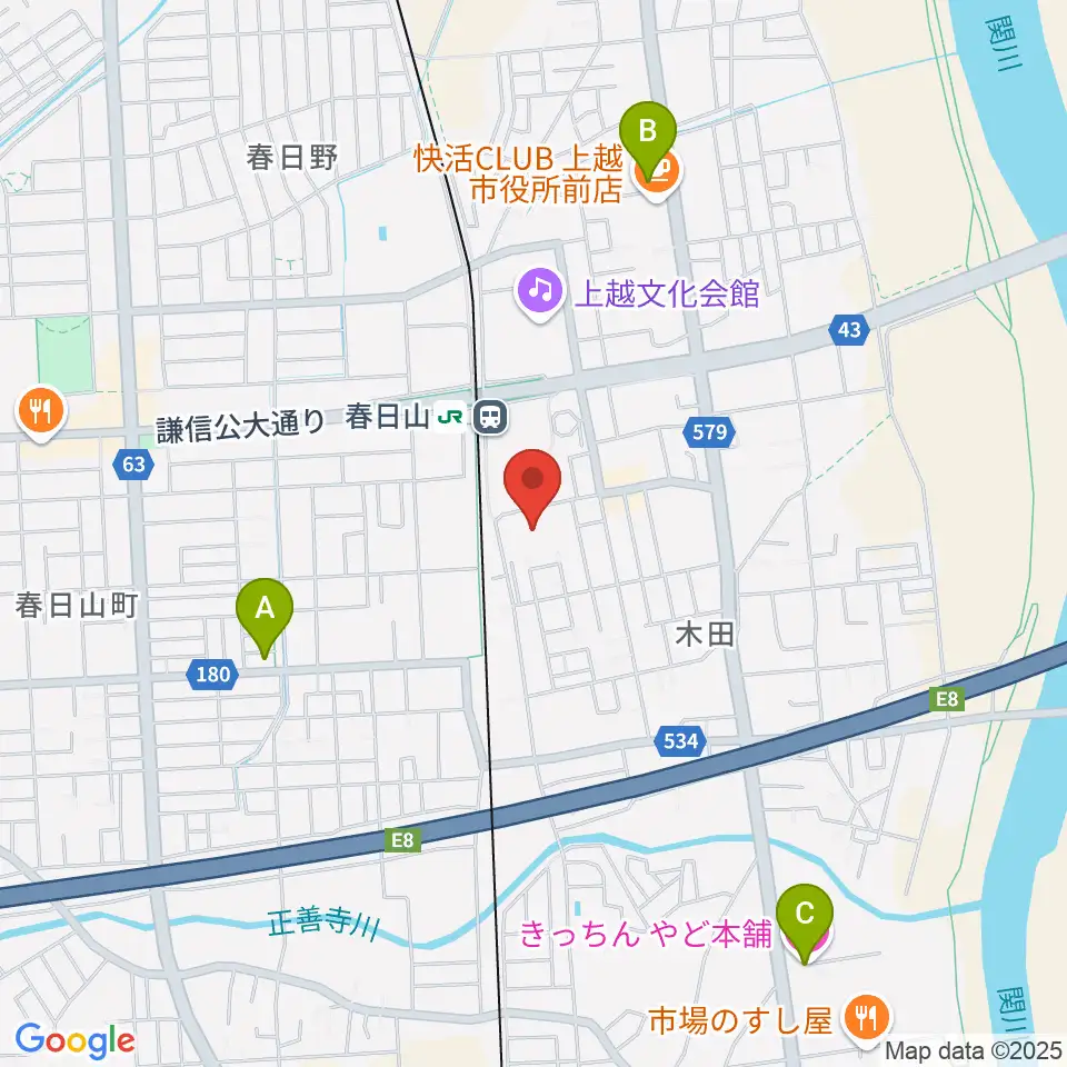 上越市総合体育館周辺のホテル一覧地図