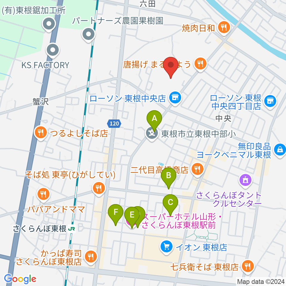 東根市中央運動公園体育館周辺のホテル一覧地図