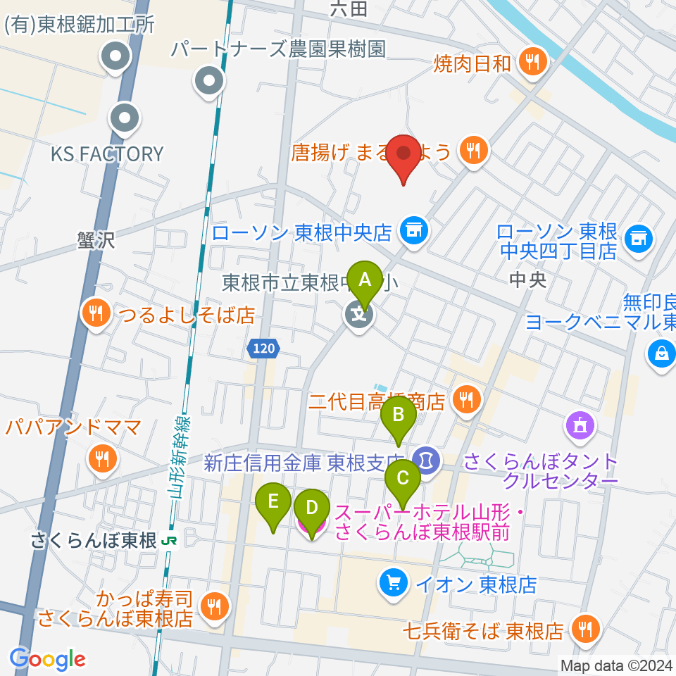 東根市中央運動公園体育館周辺のホテル一覧地図