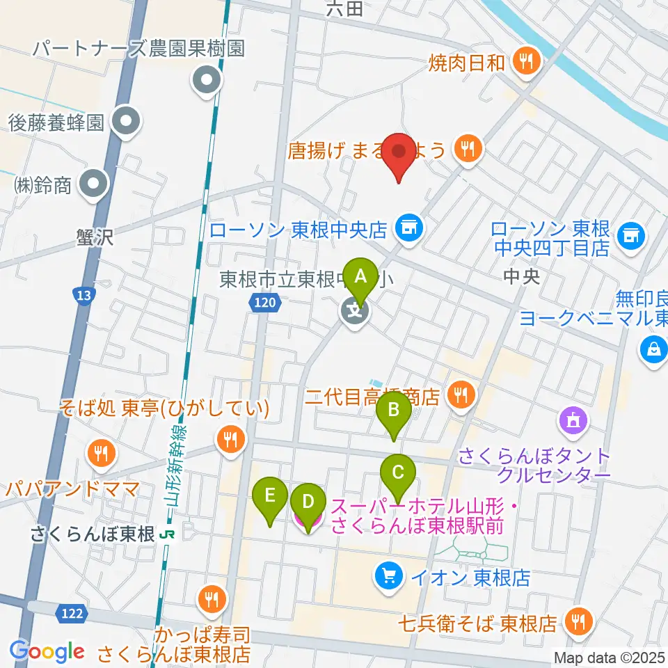 東根市中央運動公園体育館周辺のホテル一覧地図