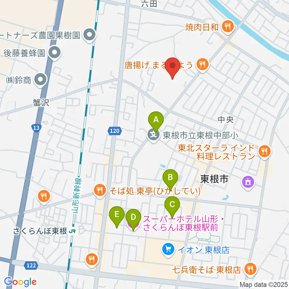 東根市中央運動公園体育館周辺のホテル一覧地図