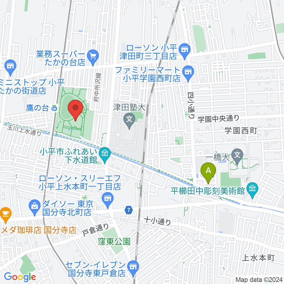 小平市民総合体育館周辺のホテル一覧地図