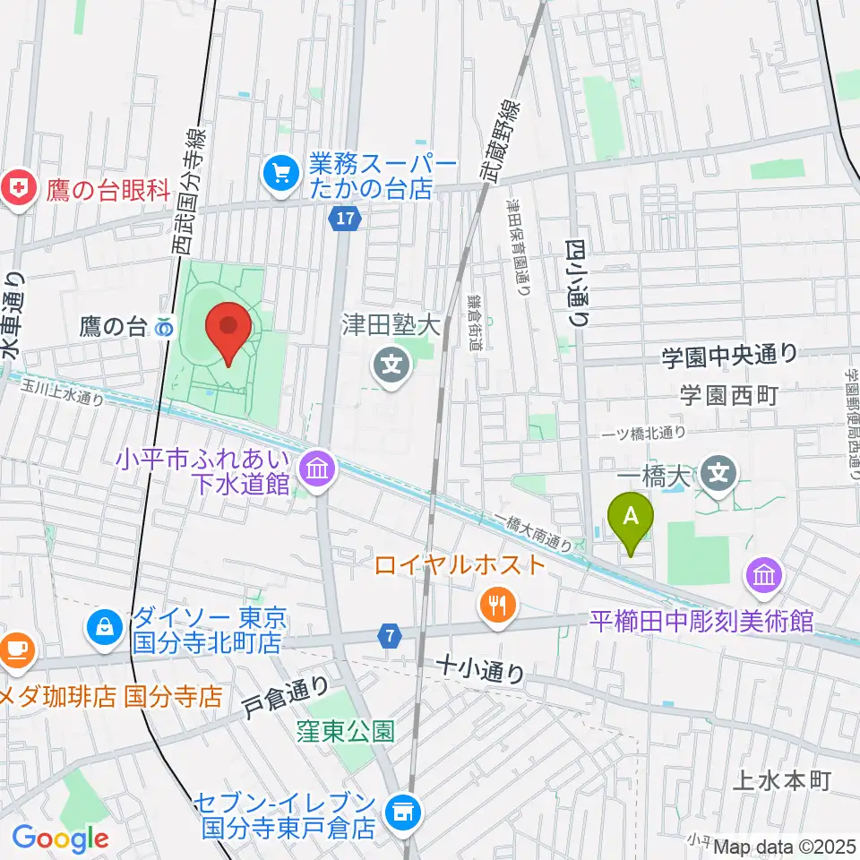 小平市民総合体育館周辺のホテル一覧地図